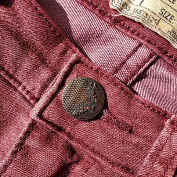Free People Burgundy Women's Stretchy Denim Jeans Size 26 NWOT - Picture 6 of 14